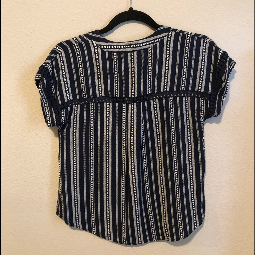 V-Neck Dark Blue Blouse - Picture 2 of 2